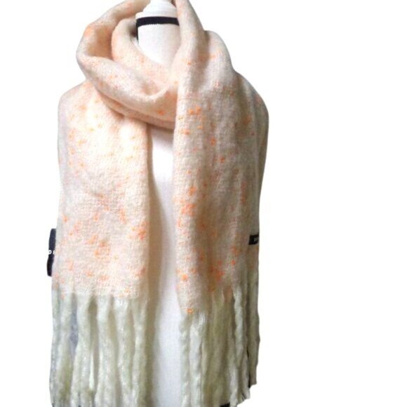 DKNY Pop-Neon Speckled Scarf, 16x76 Neon Orange - Picture 2 of 6